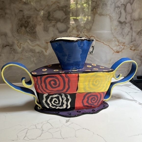 Large Ceramic Glazed Colorful Hand-painted Vase - Picture 1 of 8